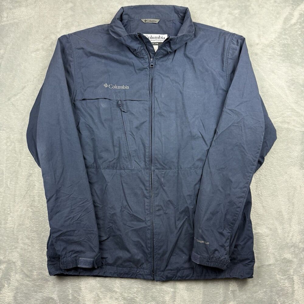 Columbia Omni-Shield Jacket Men's Large Blue Lightweight Full Zip Coat
